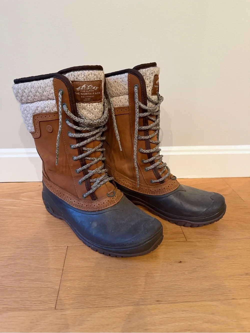 The North Face Brown and Black Lace-Up Women's Insulated Winter Boots
